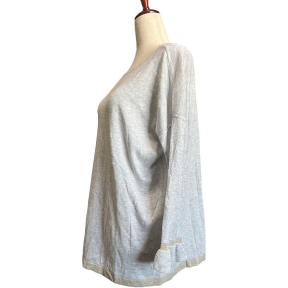 NWT Lilly Pulitzer Charla Sweater Heathered Seaside Grey Gold Metallic Ruffle S - Picture 6 of 14